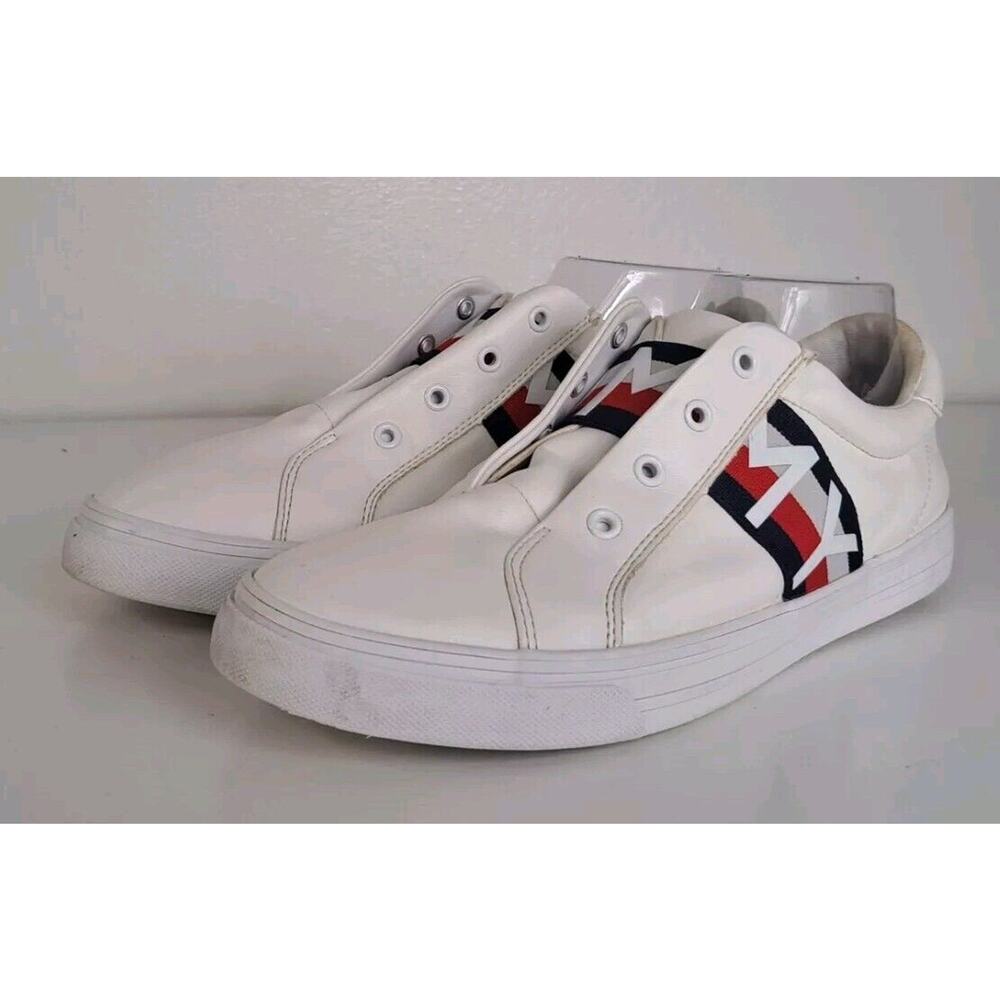 Tommy Hilfiger White Sneakers Casual Slip On Womens 10M Twolene Faux Leather